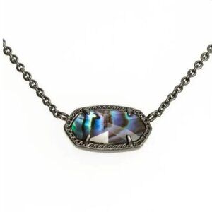 Kendra Scott Elisa Pendant gunmetal Necklace In Abalone Shell